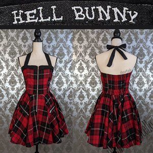 Tartan Plaid Zip Up Halter Dress